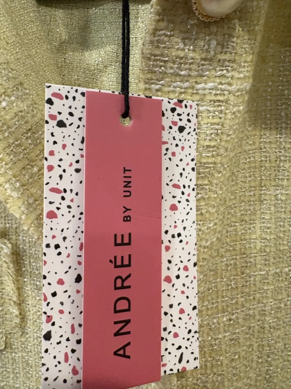 Andrée by Unit $54 NWT Daydreams Yellow Tweed Pearl Shacket 1X P2P 26-27” - Picture 4 of 10